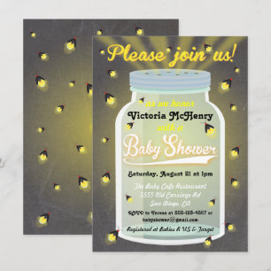 Firefly Chalkboard Mason Burk Baby Shower Inbjudan