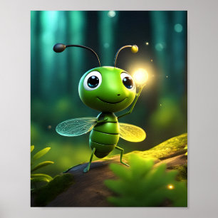 "Firefly Dreams: Glowing Wall Poster för barn"