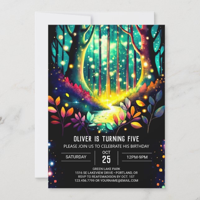 Firefly Dreamy Forest Birthday Inbjudningar (Framsida)