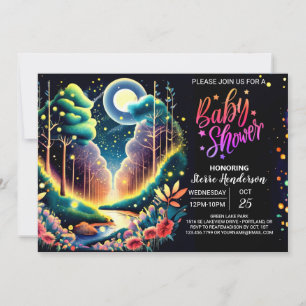 Firefly Fantasy Skogen Baby Shower Inbjudningar