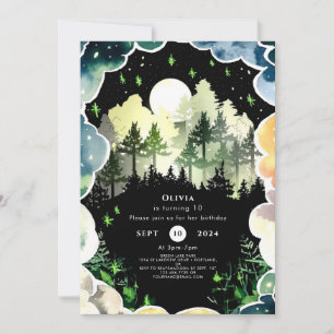Firefly Forest Woodland Birthday Inbjudningar
