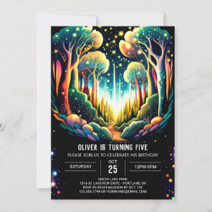 Firefly Glows Forest Birthday Inbjudningar