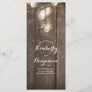 Firefly Ljus Mason Burk Rustic Bröllopsprograms Program