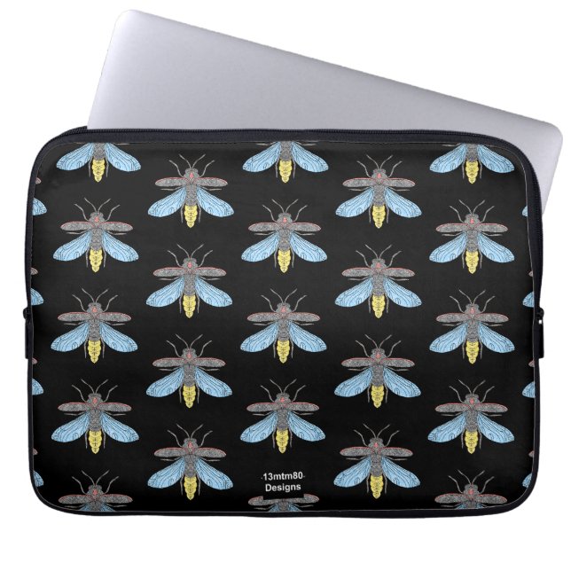 Firefly (mönster svart) - Laptopfodral Laptop Fodral (Framsidan)