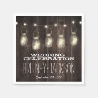 Firefly Rustic Barn Wood Mason Burk Bröllop Napkin