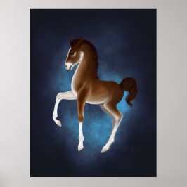 Firefly Stroll: Luminescent Wanderer in Blue Poster