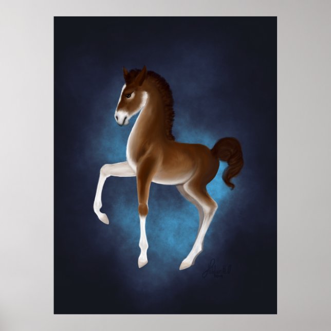 Firefly Stroll: Luminescent Wanderer in Blue Poster (Framsidan)