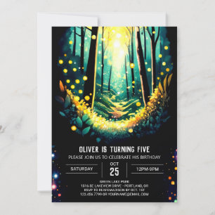Firefly Trails Woodland Birthday Inbjudningar