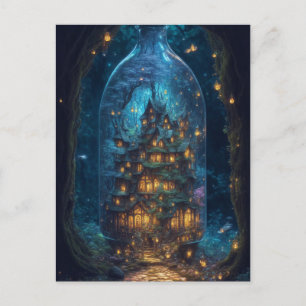 Firefly Village Fantasy Digital Art Vykort