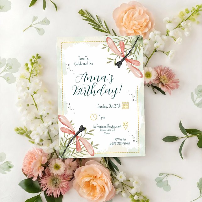 Firefly Watercolor Birthday Inbjudningar (Skapare uppladdad)