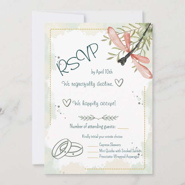 Firefly Watercolour RSVP-kort Inbjudningar (Framsida)