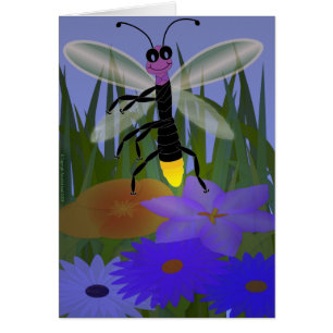 Fireflydans på blommor hälsningskort