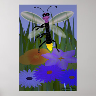 Fireflydans på blommor poster