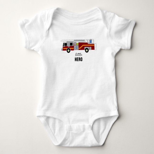 Firelångbilsmålning Little Hero Baby Bodydrädräkt T Shirt (Framsida)
