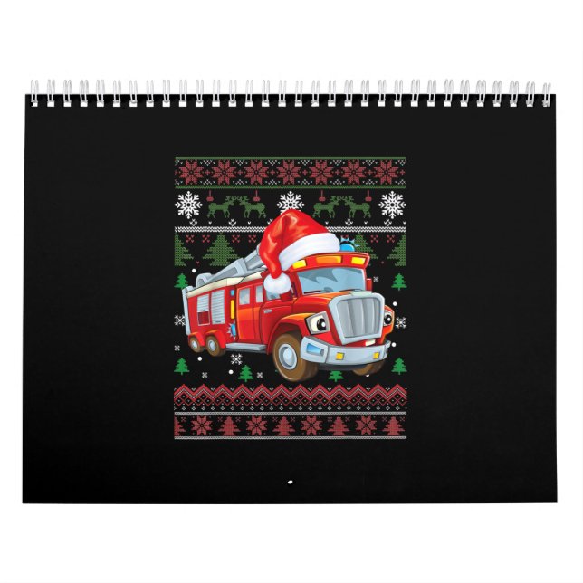 Firelångtradare Firefighter jul Cute Boy Hat Kalender (Omslag)