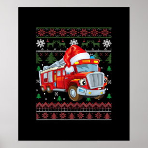 Firelångtradare Firefighter jul Cute Boy Hat Poster