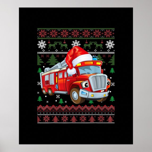 Firelångtradare Firefighter jul Cute Boy Hat Poster (Framsidan)