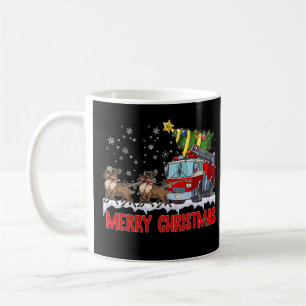 Firelångtrut Santa Sleigh Fireman-juleldstrid Kaffemugg