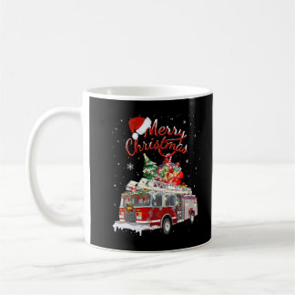Firelångtrut Santa Sleigh Fireman-juleldstrid Kaffemugg