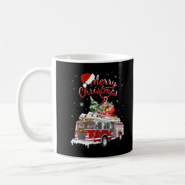 Firelångtrut Santa Sleigh Fireman-juleldstrid Kaffemugg (Vänster)