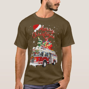 Firelångtrut Santa Sleigh Fireman-juleldstrid T Shirt