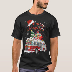 Firelångtrut Santa Sleigh Fireman-juleldstrid T Shirt