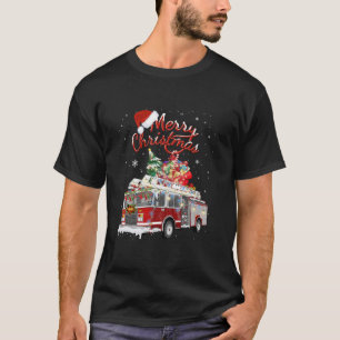 Firelångtrut Santa Sleigh Fireman-juleldstrid T Shirt