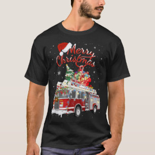 Firelångtrut Santa Sleigh Fireman-juleldstrid T Shirt