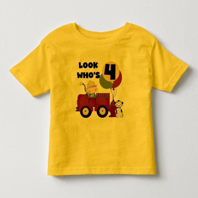 Fireman 4e födelsedagen Tshirts och Gifts (Framsida)