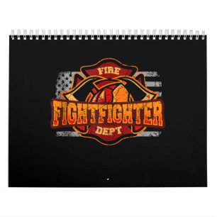 Fireman American Flag Red Line US Firefighter Gift Kalender