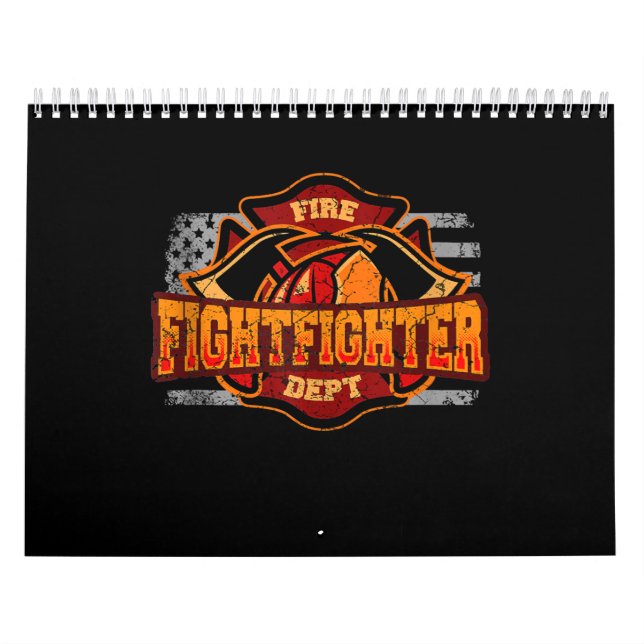 Fireman American Flag Red Line US Firefighter Gift Kalender (Omslag)