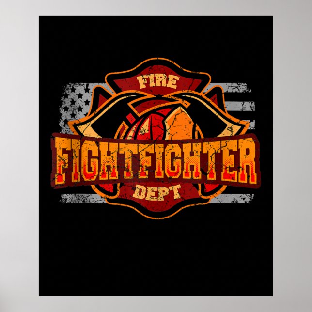 Fireman American Flag Red Line US Firefighter Gift Poster (Framsidan)