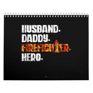 Fireman American Flagga Red Line US Firefighter Pa Kalender
