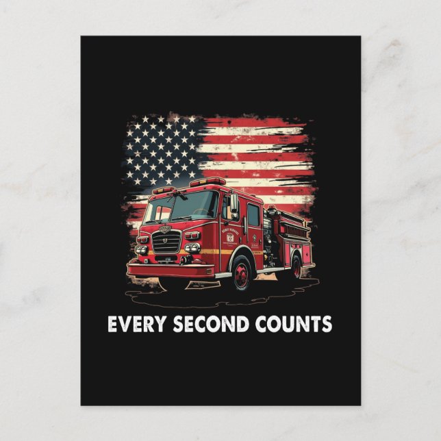 Fireman American Flagga Thin Red Line Firefighter Helg Vykort (Framsida)