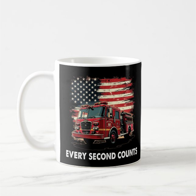 Fireman American Flagga Thin Red Line Firefighter Kaffemugg (Vänster)