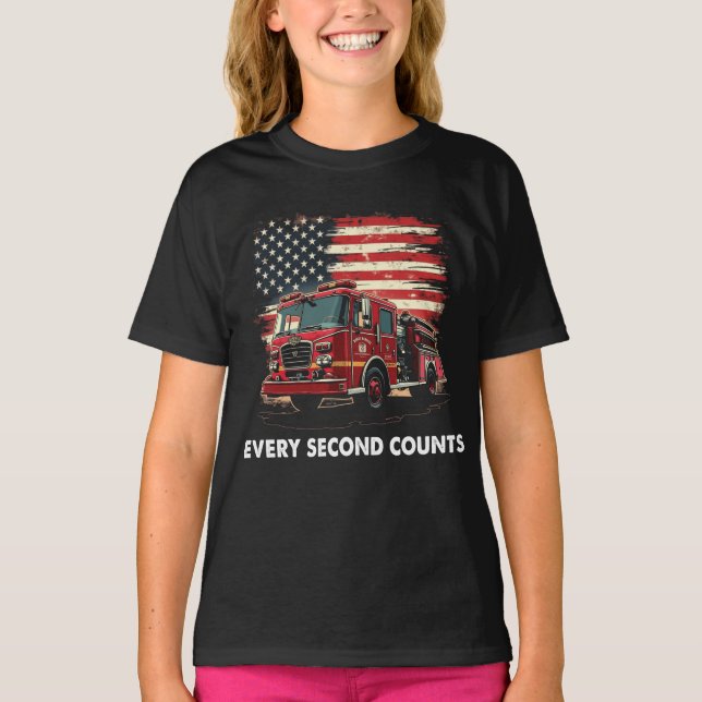 Fireman American Flagga Thin Red Line Firefighter T Shirt (Framsida)