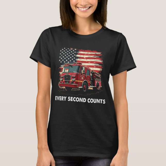Fireman American Flagga Thin Red Line Firefighter T Shirt (Framsida)