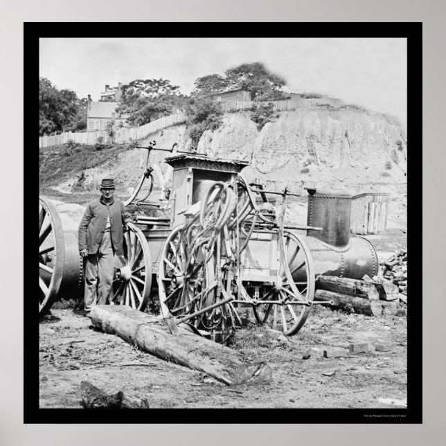 Fireman and Fire Engine in Richmond, VA 1865 Poster (Framsidan)