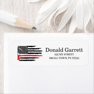 Fireman Ax US Flagga First Responder Adress Returadress Etikett
