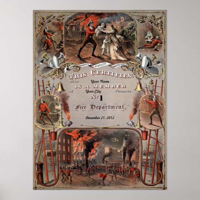 FIREMAN Certificate CUSTOMIZE PERSONALIZE Poster (Framsidan)