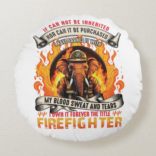 Fireman Elephant Rund Kudde (Framsidan)