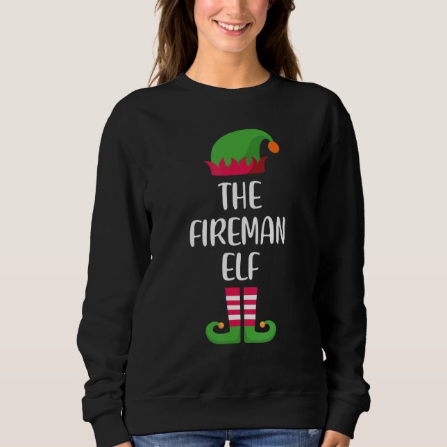 Fireman Elf Family Matching Group Christmas Pajama T Shirt (Framsida)
