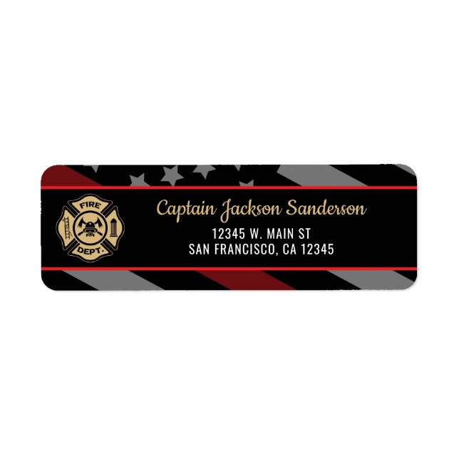 Fireman Fire Department Firefighter Address Returadress Etikett (Framsidan)