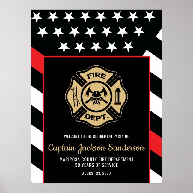 Fireman Fire Department Firefighter Retirement Poster (Framsidan)
