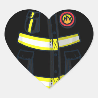 Fireman Firefighter Costume Halloween Easy Cosplay Hjärtformat Klistermärke