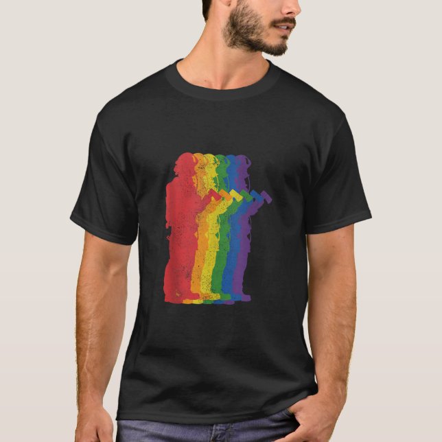 Fireman Firefighter Gay pride LGBTQ Supporter Rain T Shirt (Framsida)