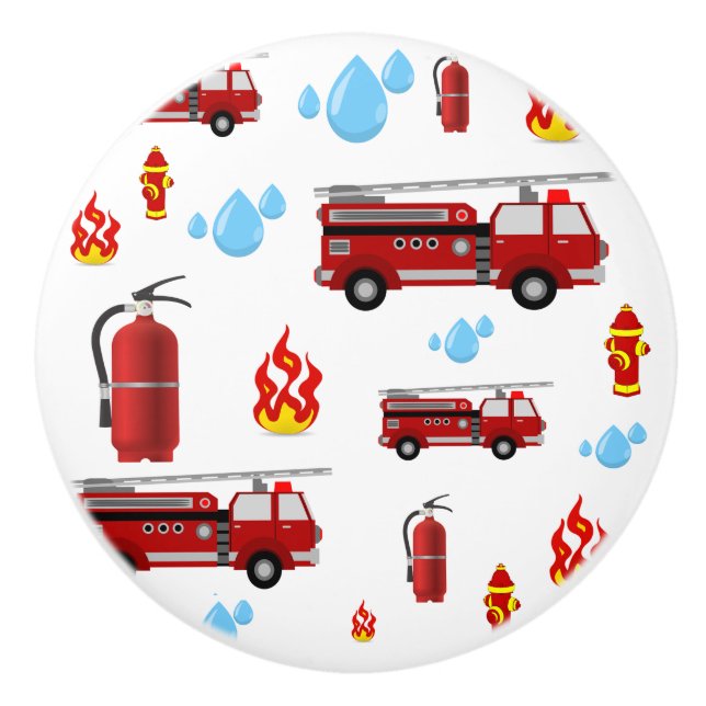 Fireman Firelångtruck Fire Lastbil Kids Boys Knopp (Framsidan)