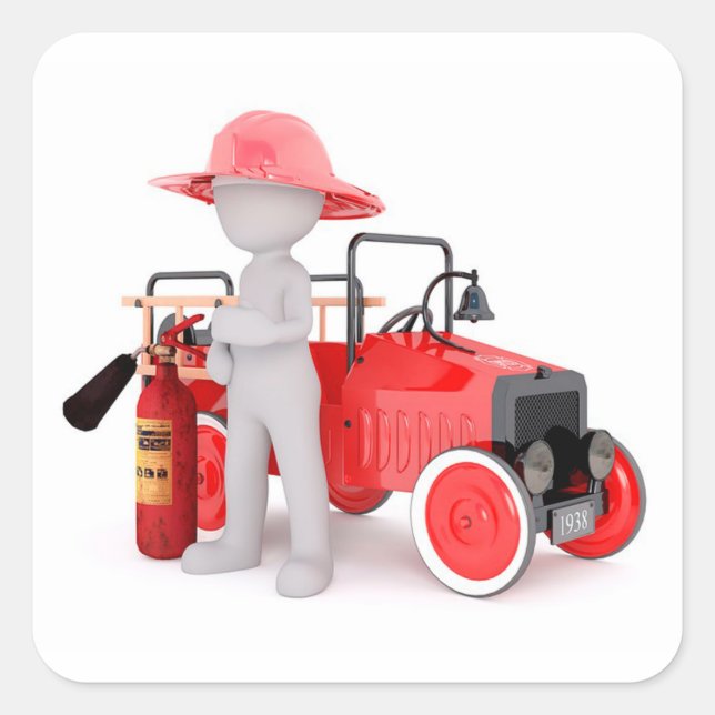 Fireman Fyrkantigt Klistermärke (Framsida)