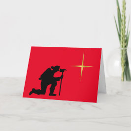 Fireman Kneeling-julkort Kort