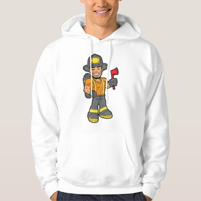Fireman med en Ax Hoodie (Framsida)